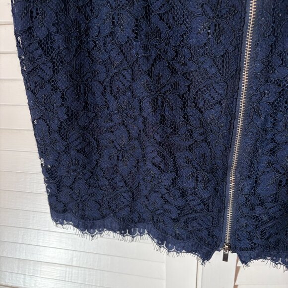 Diane von Furstenberg lace Scotia skirt 12 navy exposed zipper pencil stretchy - Picture 7 of 12